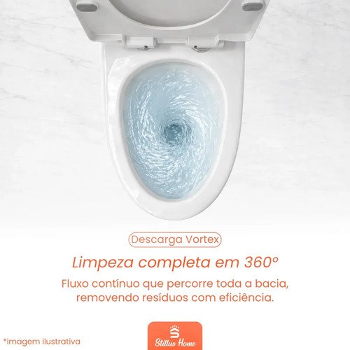 Vaso Sanitário Monobloco Barcelona Branco Completo com Caixa Acoplada Assento Soft Close Duplo Acionamento Dual Flush 3/6L Saída Vertical Cerâmica Premium Design Moderno Fácil Limpeza Stillus Home
