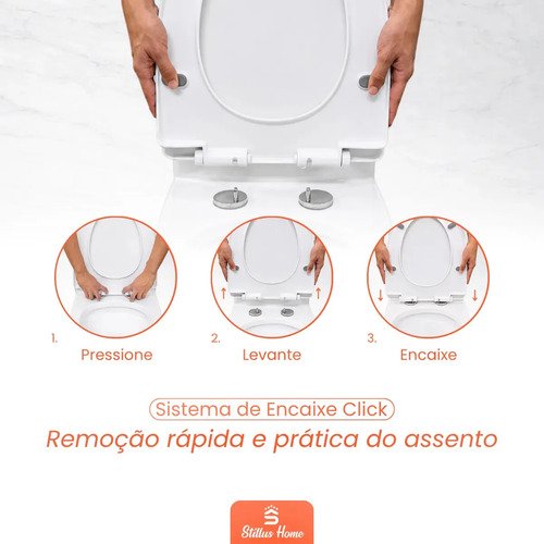 Vaso Sanitário Monobloco Barcelona Branco Completo com Caixa Acoplada Assento Soft Close Duplo Acionamento Dual Flush 3/6L Saída Vertical Cerâmica Premium Design Moderno Fácil Limpeza Stillus Home