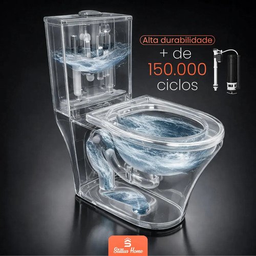 Vaso Sanitário Monobloco Barcelona Branco Completo com Caixa Acoplada Assento Soft Close Duplo Acionamento Dual Flush 3/6L Saída Vertical Cerâmica Premium Design Moderno Fácil Limpeza Stillus Home