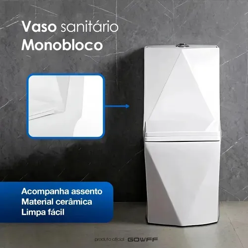 Vaso Sanitário Monobloco Diamante Branco Caixa Acoplado Gowf