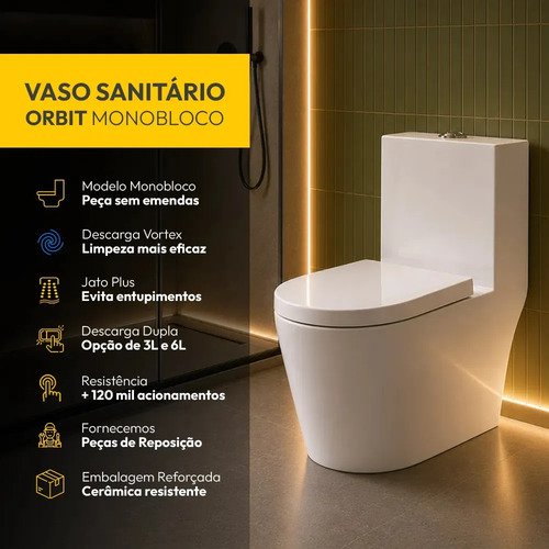 Vaso sanitario monobloco orbit completo com caixa acoplada p