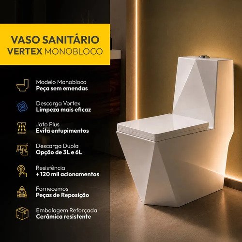 Vaso sanitario monobloco vertex completo com caixa acoplada