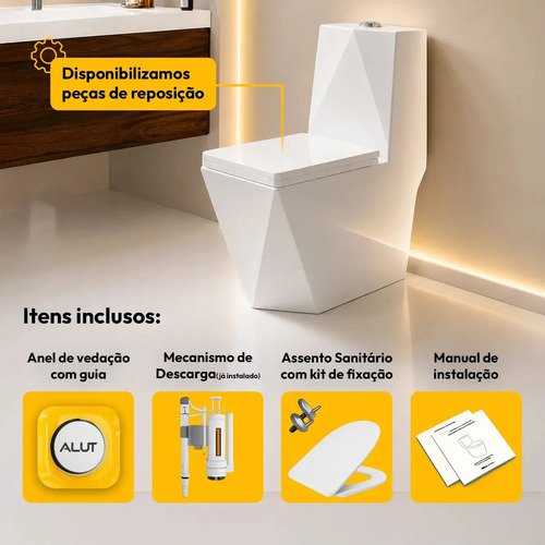 Vaso Sanitário Monobloco Vertex Completo Com Caixa Acoplada Privada Cerâmica Branca Cod: Alut020030 Alut By Avant