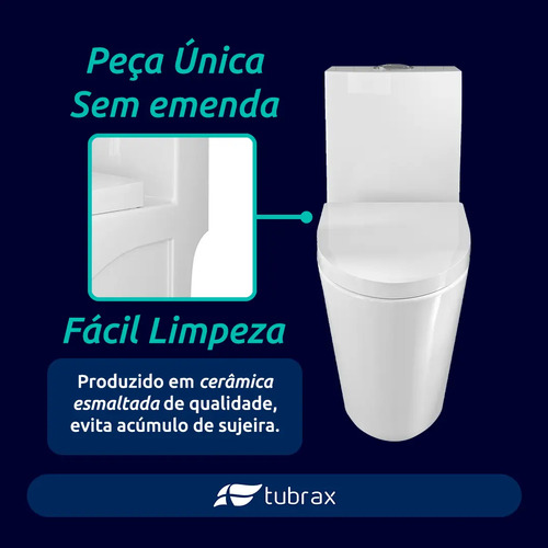 Vaso Sanitário Tubrax Monobloco VAB0002 Caixa Acoplada Completo Privada Cor Branco