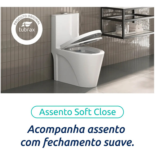Vaso Sanitário Tubrax Monobloco VAB0002 Caixa Acoplada Completo Privada Cor Branco