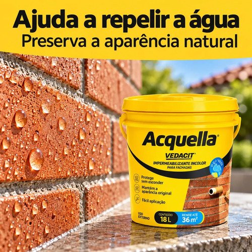 Vedacit 18L impermeabil incolor Fachada Telhado Acquella base agua
