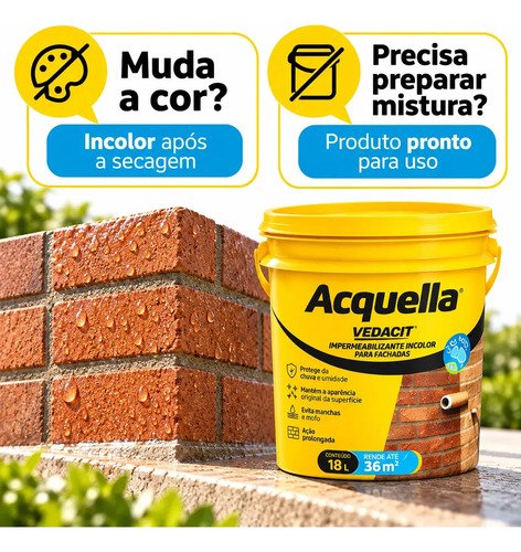 Vedacit 18L impermeabil incolor Fachada Telhado Acquella base agua