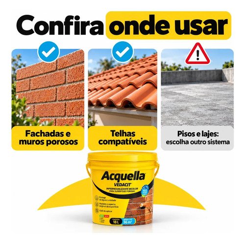 Vedacit 18L impermeabil incolor Fachada Telhado Acquella base agua