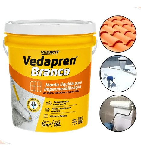 Vedapren branco manta liquida vedacit balde 18kg branco fo