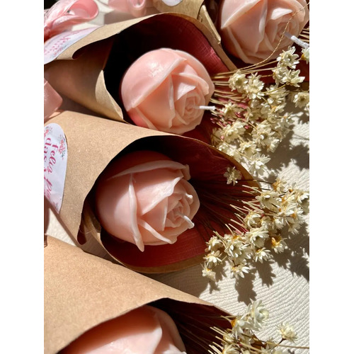 Vela Aromática Botão De Rosa Em Buquê Presente Dia Das Mães