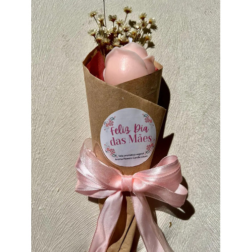 Vela Aromática Botão De Rosa Em Buquê Presente Dia Das Mães