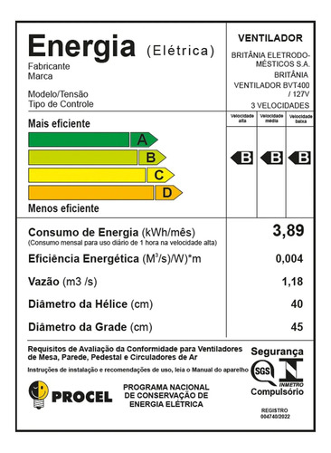 Ventilador Bvt400 Maxx Force 2 Em 1 150w Preto Britânia