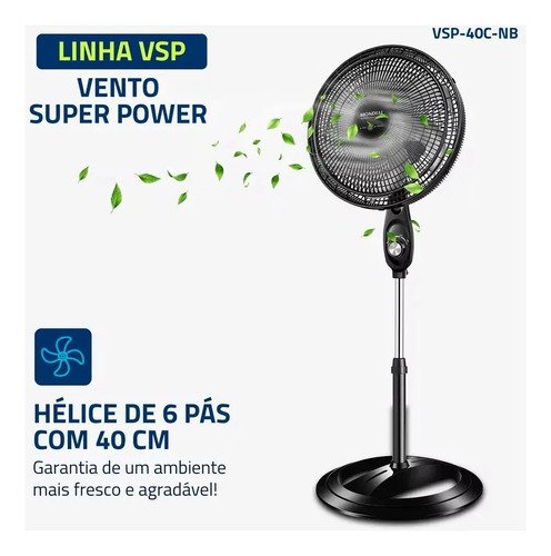 Ventilador de Coluna 40cm Super Power VSP40C 6 Pás 3 Velocidades Mondial 127v