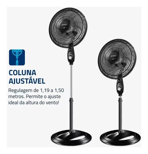 Ventilador de Coluna 40cm Super Power VSP40C 6 Pás 3 Velocidades Mondial 127v