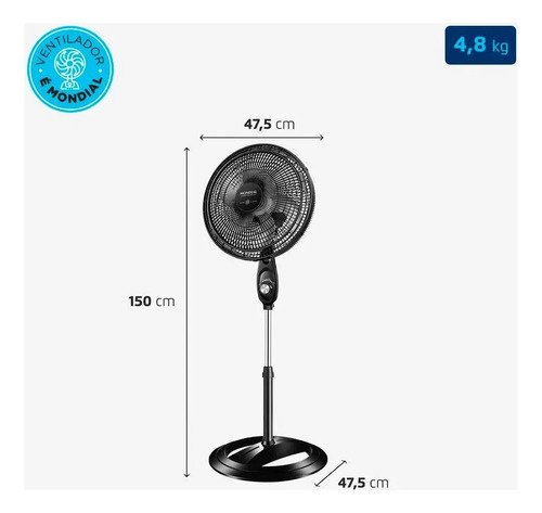 Ventilador de Coluna 40cm Super Power VSP40C 6 Pás 3 Velocidades Mondial 127v