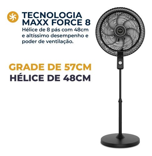 Ventilador de Coluna Britânia 50cm 230W 8 Pás Maxx Force BVC50T