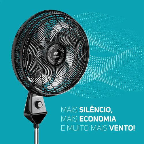 Ventilador de Coluna Silencioso WAP Flow Turbo 180W 8 Pás com Ajuste de Altura e 3 Velocidades
