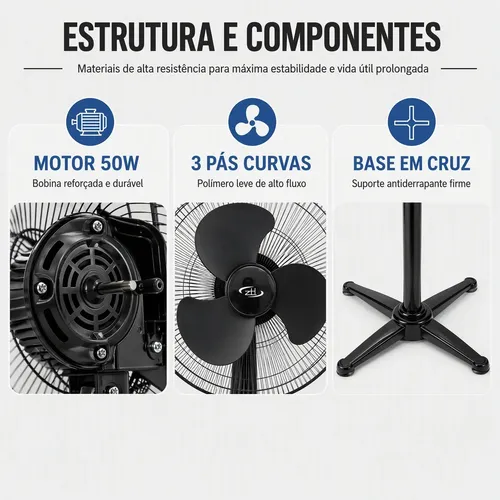 Ventilador De Coluna Turbo Silencioso Baixo Consumo 110v