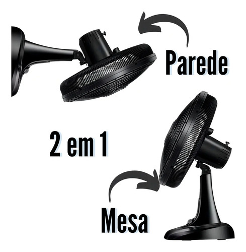 Ventilador De Mesa 30cm 6 Pas 3vel Ultra Vento Forte Mondial Estrutura Preto Pás Prata Diâmetro 30 cm Material das pás Plástico