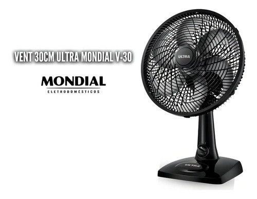 Ventilador De Mesa 30cm 6 Pas 3vel Ultra Vento Forte Mondial Estrutura Preto Pás Prata Diâmetro 30 cm Material das pás Plástico