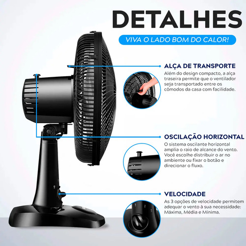 Ventilador De Mesa 30cm Super Power 60w Vsp-30-b Turbo