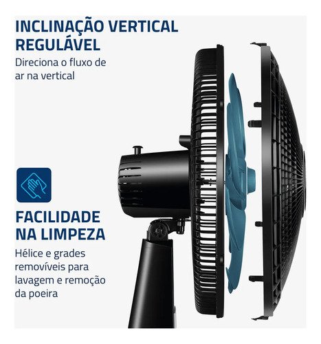 Ventilador De Mesa Mondial 6 Pás 140w Vsp-40-ap Preto - Pás Azul Diâmetro 40 cm