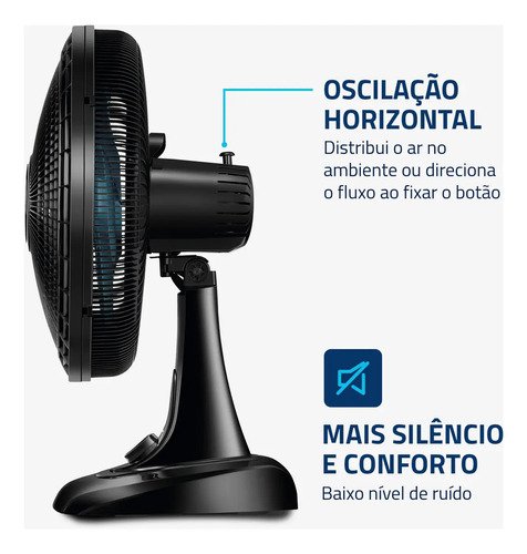 Ventilador De Mesa Mondial 6 Pás 140w Vsp-40-ap Preto - Pás Azul Diâmetro 40 cm