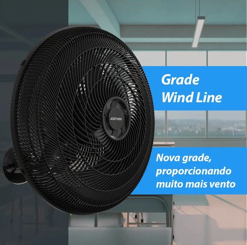 Ventilador De Parede Ventisol New Azul 3 Velocidades Estrutura Preto Diâmetro 50 Cm Material Das Pás Plástico 127