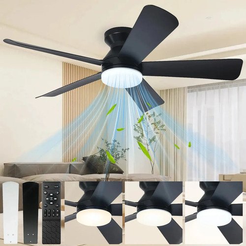 Ventilador de teto 42 com luz led 5 pas motor silencioso e c