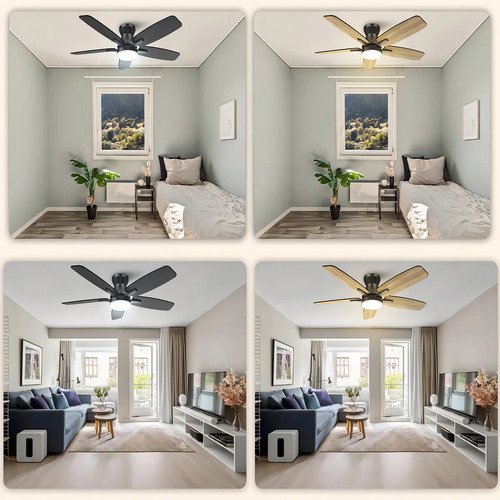 Ventilador de Teto FANSVENTO 42" Com Luz LED e Controle, 5 Pás Reversíveis Silencioso