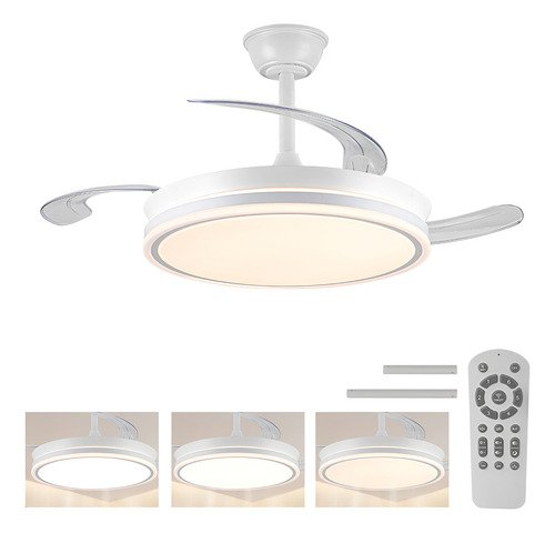 Ventilador de teto led silencioso nepul turbo com 3 pas retr