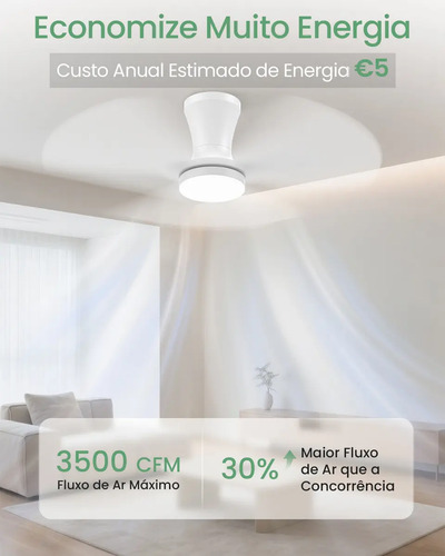 Ventilador de Teto Moderno 36" com Luz LED e Controle Remoto