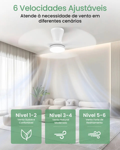 Ventilador de Teto Moderno 36" com Luz LED e Controle Remoto