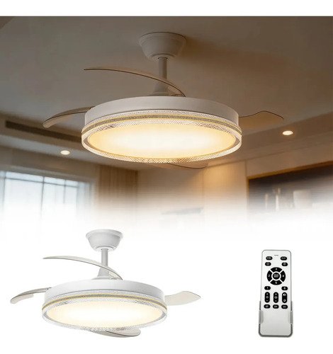 Ventilador de teto silencioso retratil com luz led 106cm con