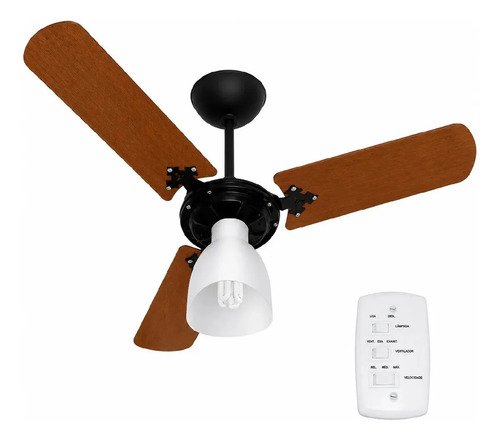 Ventilador de teto ventilow luna 3 pas cor mogno cor da estr