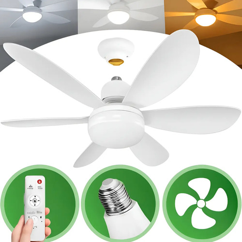 Ventilador teto lampada luz led silencioso economico 6 pas
