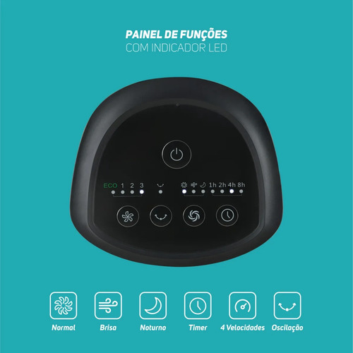 Ventilador Torre AIR SILENCE WAP Silencioso Oscilante com Controle Remoto 4 Velocidades e Desligamento Automático