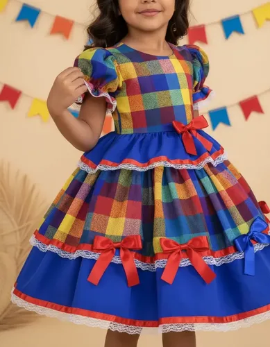 Vestido de festa junina infantil quadrilha caipirinha luxo