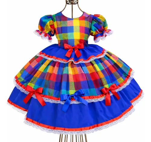 Vestido De Festa Junina Infantil Quadrilha Caipirinha Luxo