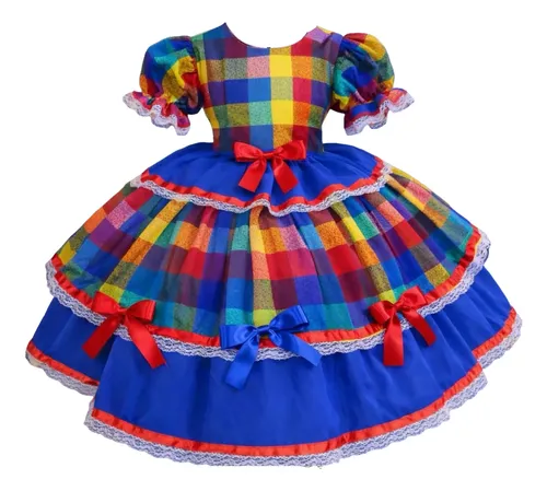 Vestido De Festa Junina Infantil Quadrilha Caipirinha Luxo