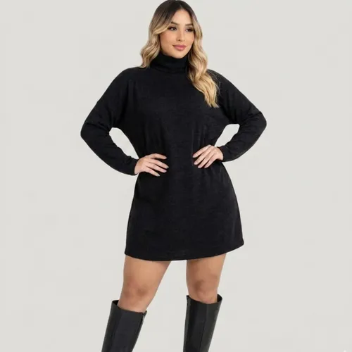 Vestido feminino poncho la manga longa tricot gola alta frio