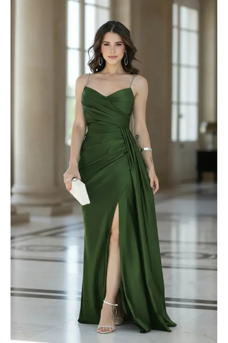 Vestido Festa Gala Casamento Formatura Madrinha Alça Strass