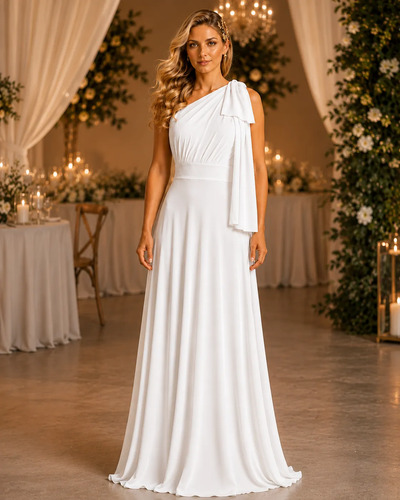 Vestido Longo Casamento Civil Mini Wedding Elegante