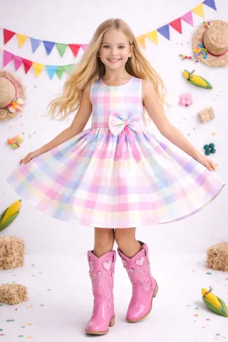 Vestido xadrez infantil country moda festa junina blogueira