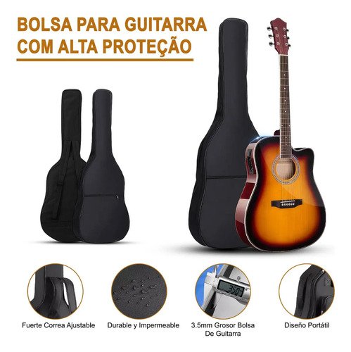 Violão Eletroacústico para Iniciante Destro com 6 Cordas e Acessórios
