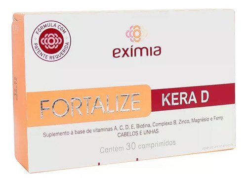 Vitamina exímia kera D Fortalize em comprimidos Sem sabor de 30 un