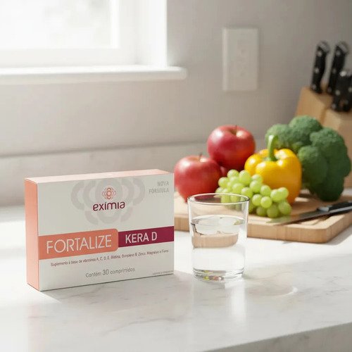 Vitamina exímia kera D Fortalize em comprimidos Sem sabor de 30 un