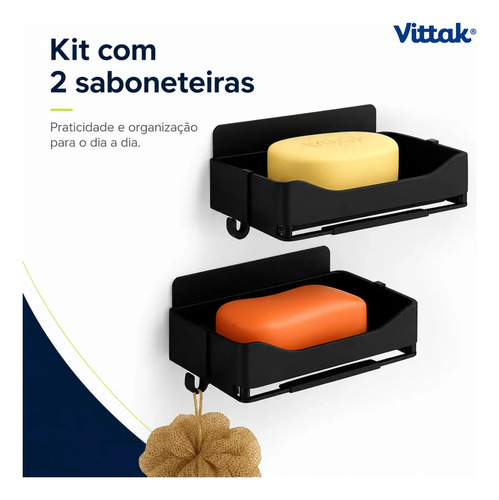 Vittak kit 2 porta sabonete duplo suporte saboneteira parede