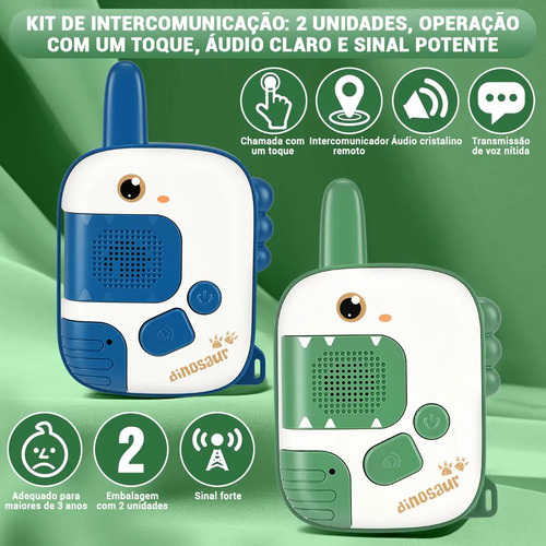 Walkie Talkie Rádio Infantil Dinossauro Brinquedo 2 Kits