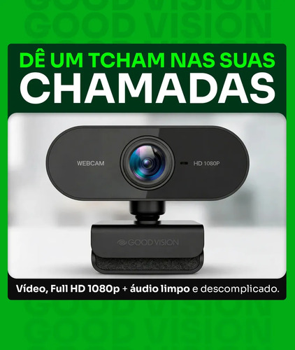 Webcam Camera Full Hd Zoom 1080p 360 Graus Videoconferencia Streamcam Web Cam Entrada Usb 2.0 Com Microfone- GoodVision